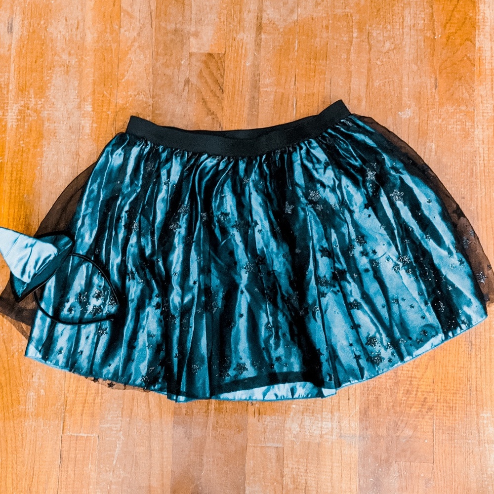 NWoT ⋆ Black and Blue Star Skirt with Witch Hat ⋆⚝